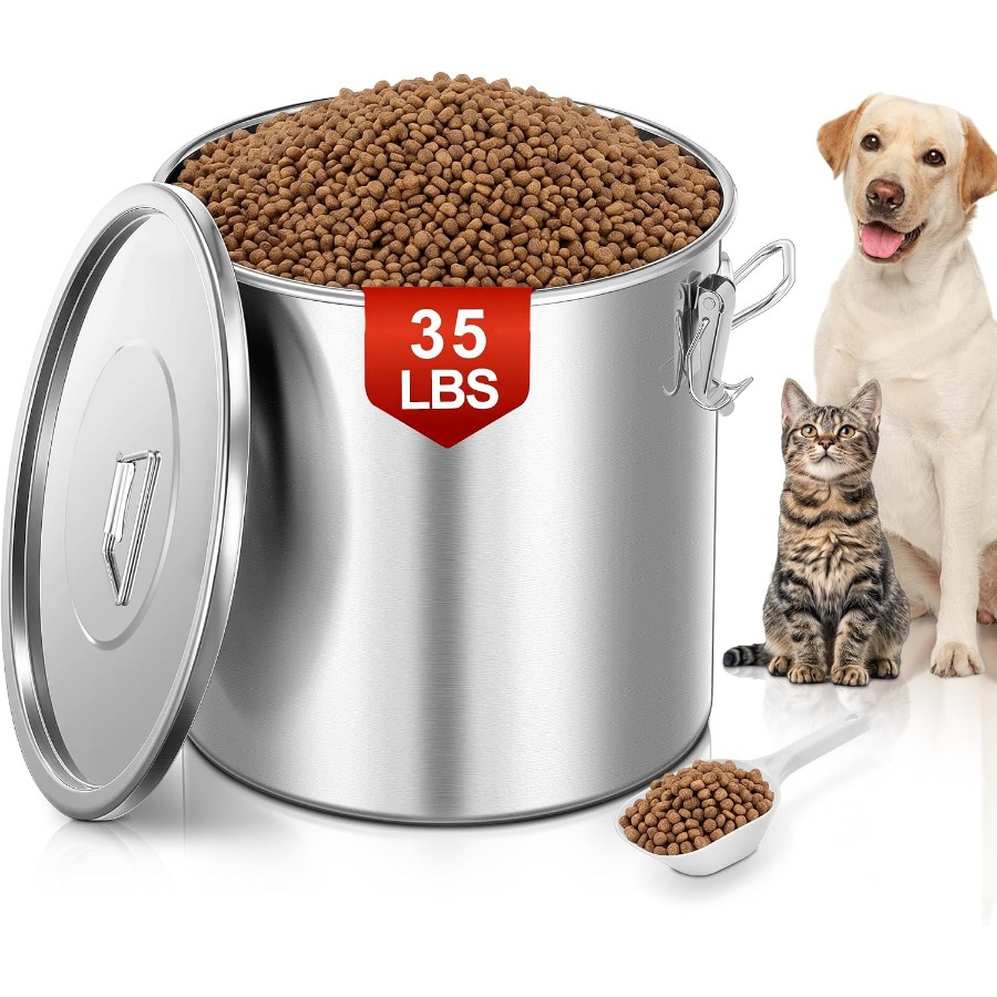 Food Storage Containers - 35ポンド対応、密閉式ステンレス製ドッグフード保存容器