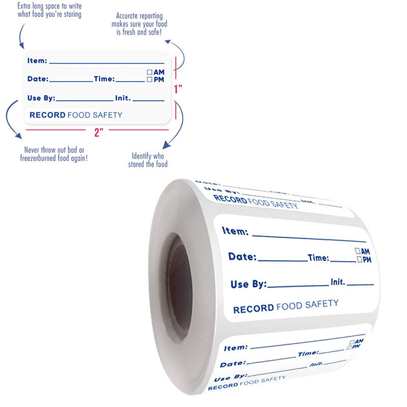 Food Storage Labels - 500枚入り／ロール キッチン用ステッカー 自己接着式 剥がせるタイプ 冷蔵庫・冷凍庫用 食品保存用