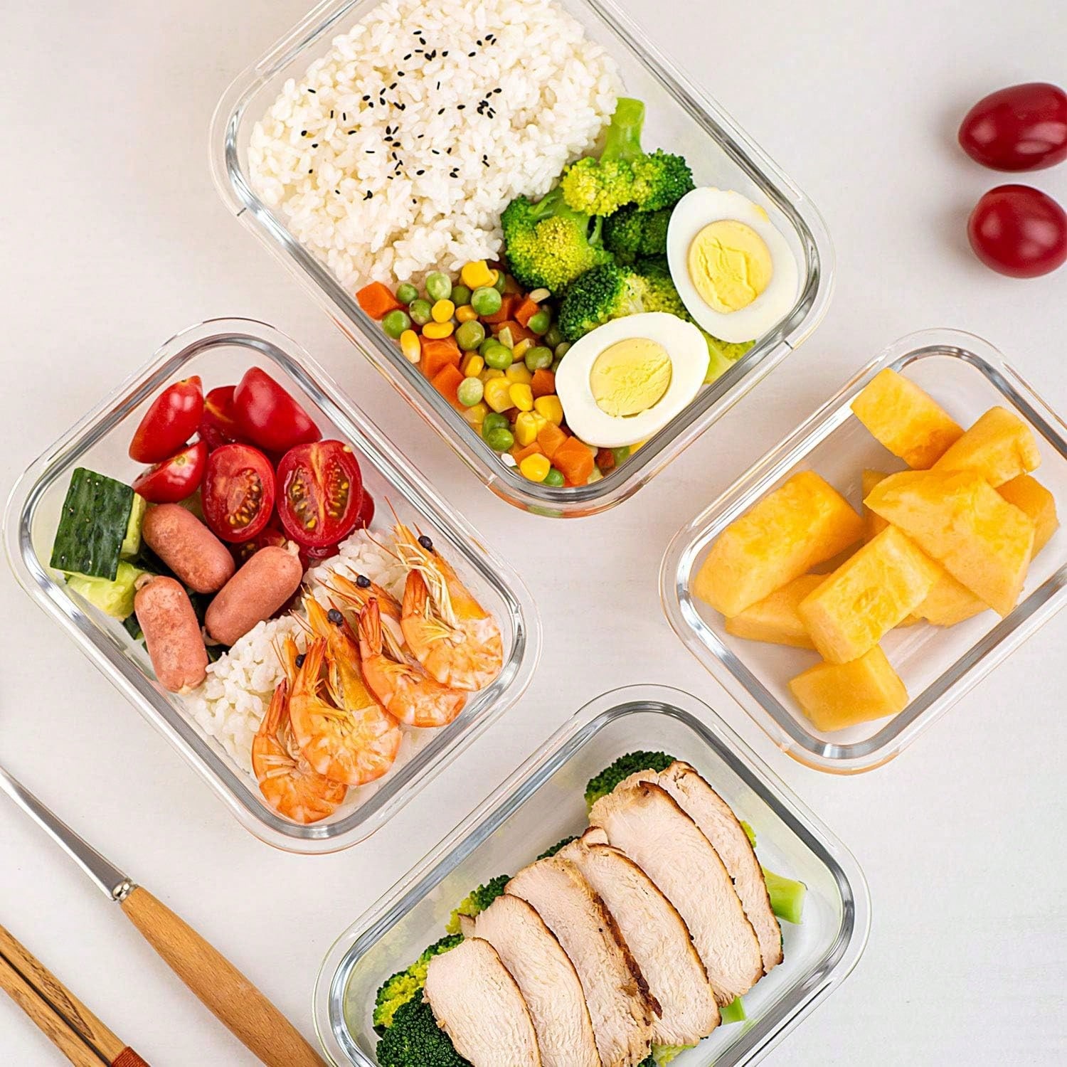 10個入りのガラス製食品保存容器セット。密閉性の高い蓋付きで - Food Storage Oven Safe のレビューと価格