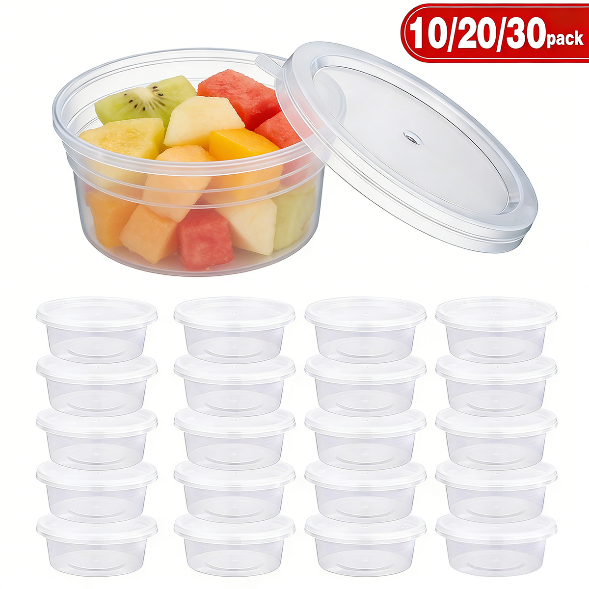 10/20/30個入り小型スライム容器（蓋付き）、調味料容器 - Food Storage Meals のレビューと価格
