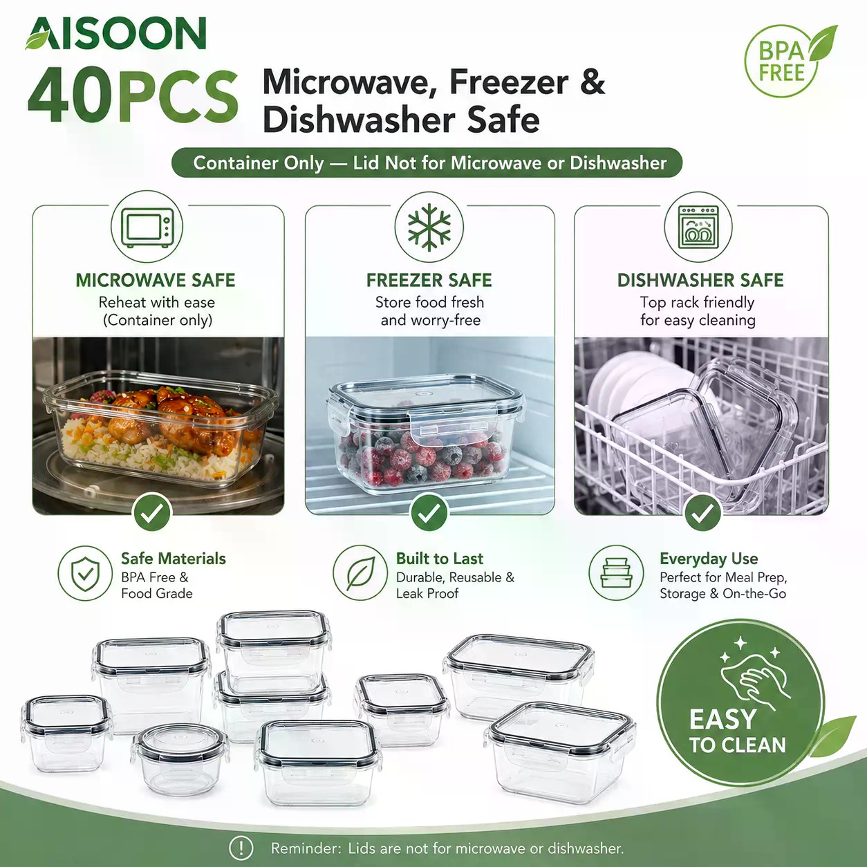40個入り特大85オンスシリコン製密閉食品保存容器セット（容 - Food Storage Meals のレビューと価格