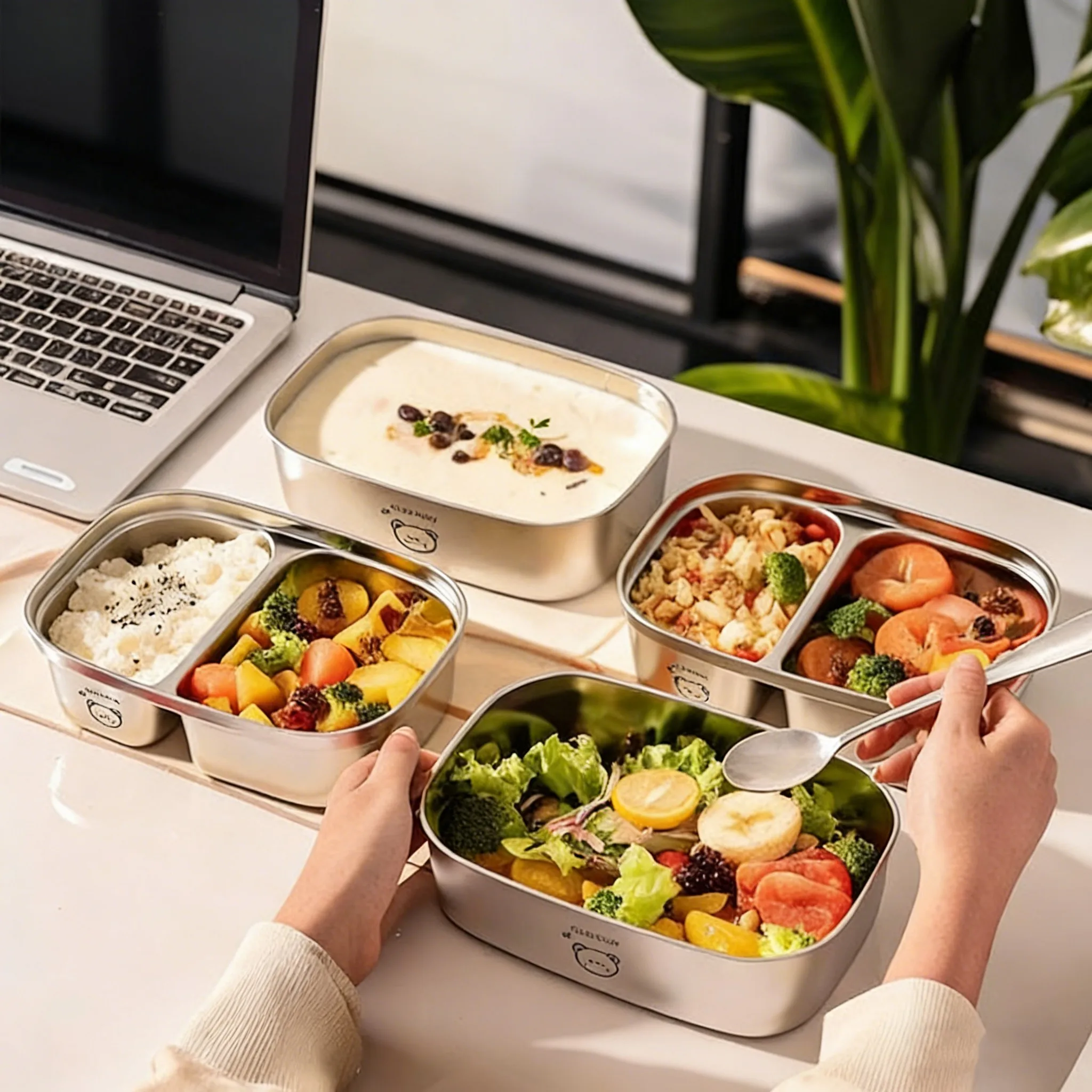 大容量、304ステンレス製、子供や学生向けの弁当箱。電子レン - Food Storage Oven Safe のレビューと価格