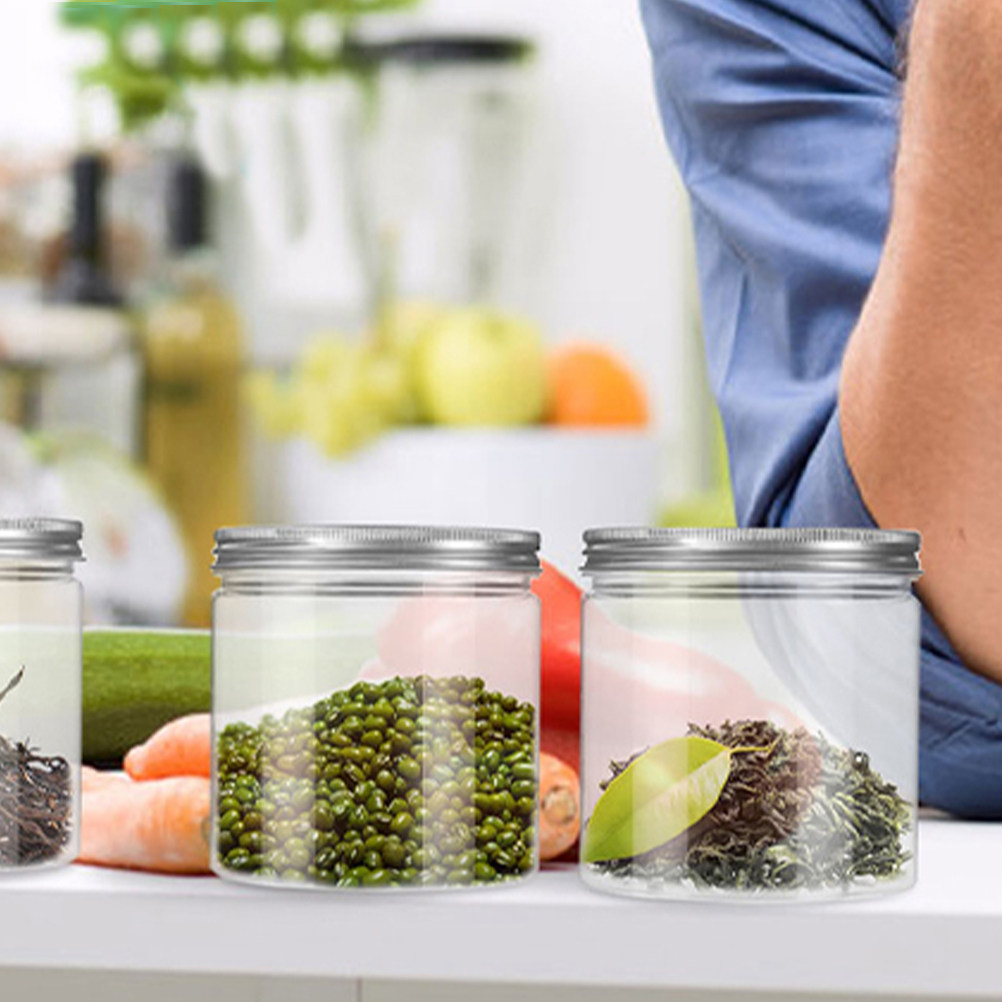 4個入り、シルバーのアルミ蓋付き、透明プラスチック製のミニ円 - Food Storage Containers のレビューと価格